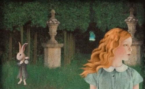 Eine Szene aus Alice im Wunderland.
