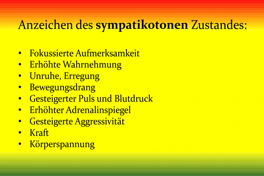 Anzeichen des sympatikotonen Zustandes